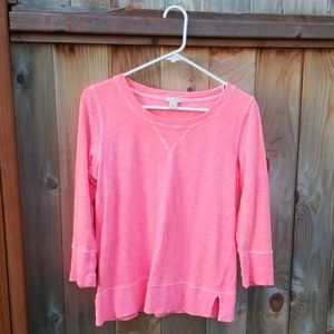 Lightweight pink J Crew 3/4 sleeve sweatshirt